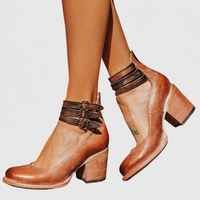 Elegant and Comfortable Real Leather Heels - Dark brown