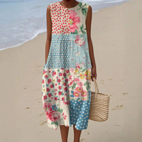 Anna | Patchwork Midi Dress - Multicolor