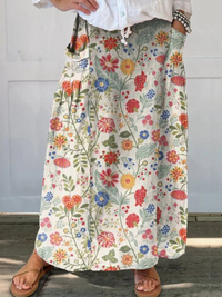 Fabi | Floral  Print Elastic waistband Pocket Skirt - MultiColor