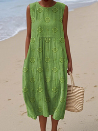 Rose™ | Embroidered Midi Dress - Green