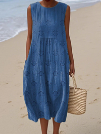 Rose™ | Embroidered Midi Dress - Blue