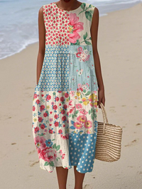 Anna™ | Patchwork Midi Dress - Multicolor