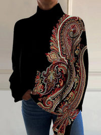 Eunice | Retro pattern long-sleeve sweater - Multicolour