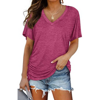 EILY™ - Classic V-Neck Loose Fit Shirt - Red Violet