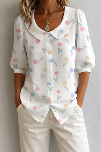 Sabine | Floral Blouse - White