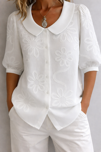 Nerina | Floral Blouse - White