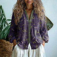 Wena™ | Women's Long Sleeve Button-Down Blouse - Purple