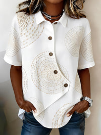 PARLA | Relaxed Button Shirt Blouse - White Print