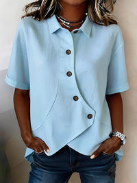 PARLA | Relaxed Button Shirt Blouse - Blue