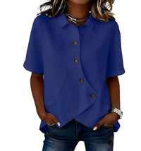 PARLA | Relaxed Button Shirt Blouse - Navy Blue