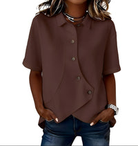 PARLA | Relaxed Button Shirt Blouse - Brown