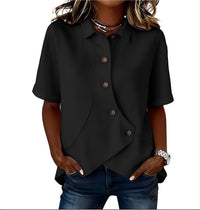 PARLA | Relaxed Button Shirt Blouse - Black