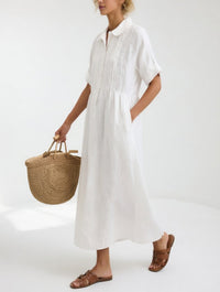 Lysandra™ – Fluid Summer Shirt Dress - White