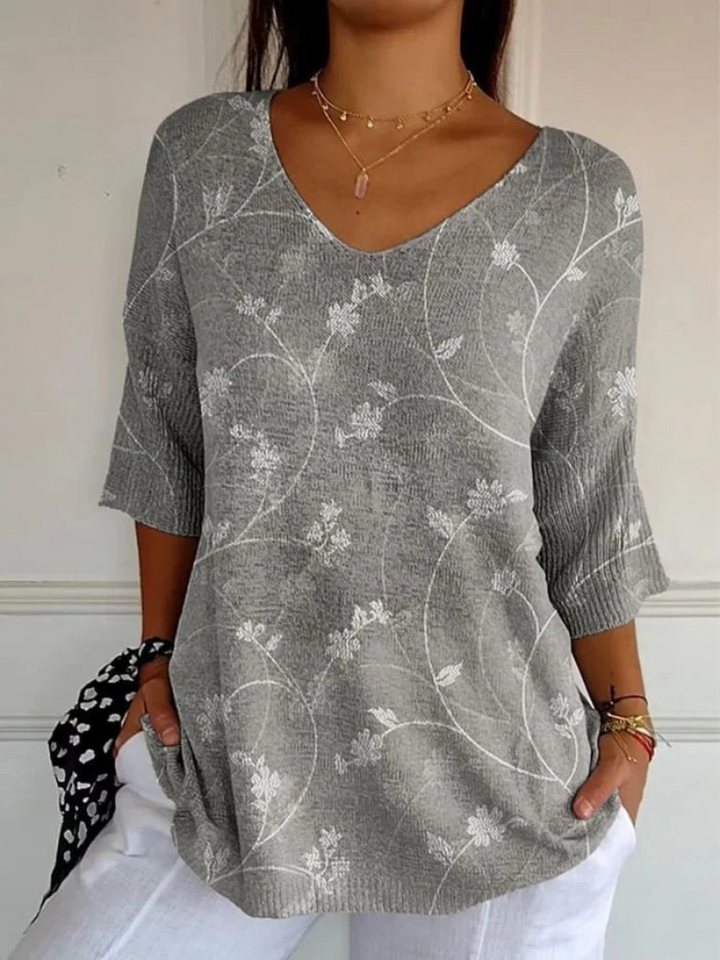 Women's Casual Floral Vintage Knit Sweater