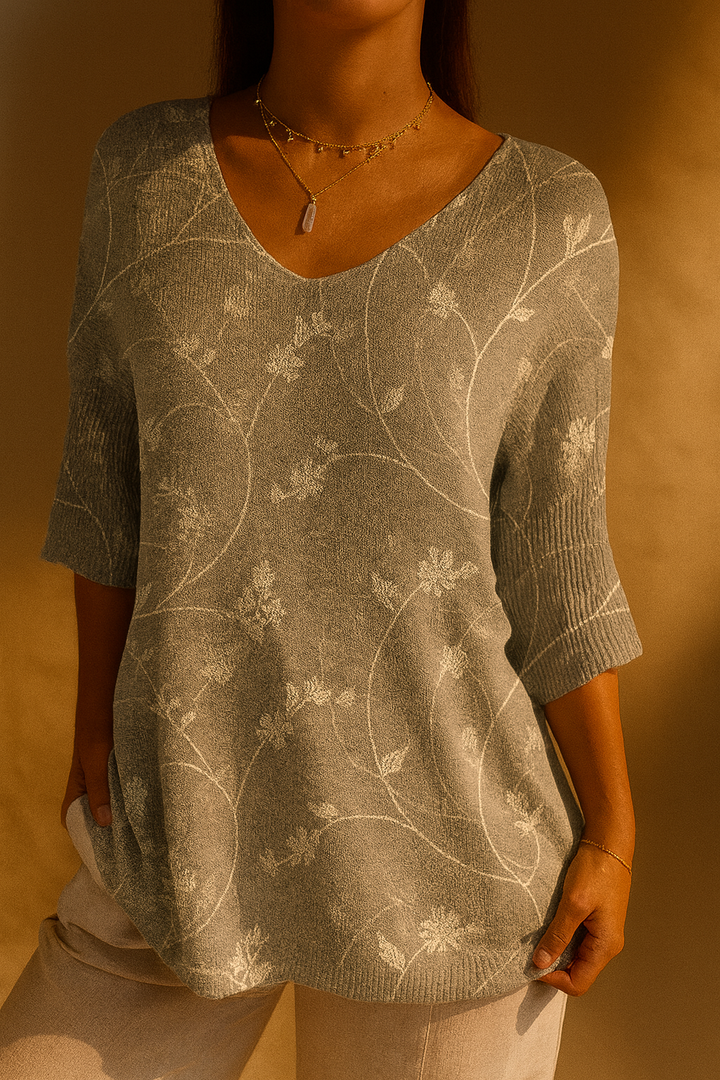 Women's Casual Floral Vintage Knit Sweater