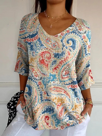 Women's Vintage Ethnic Floral Knit Sweater - Multicolor