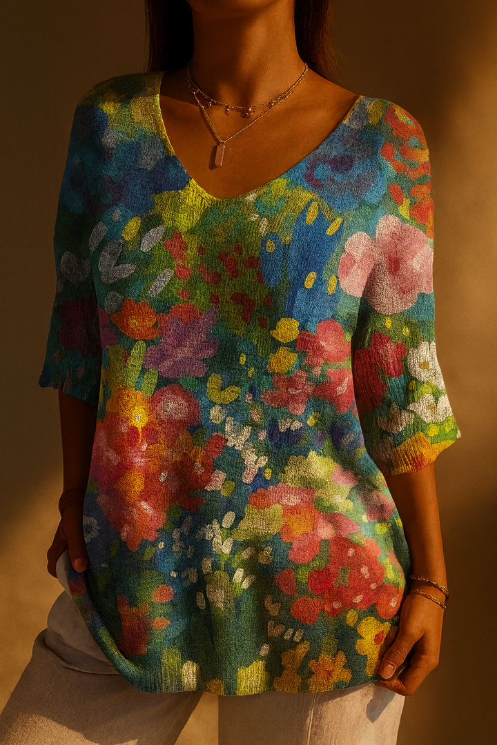 Women's Vintage Floral Knit Sweater