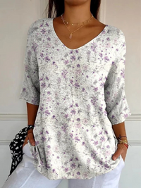 Women's Vintage Floral Pattern Sweater - Multicolor
