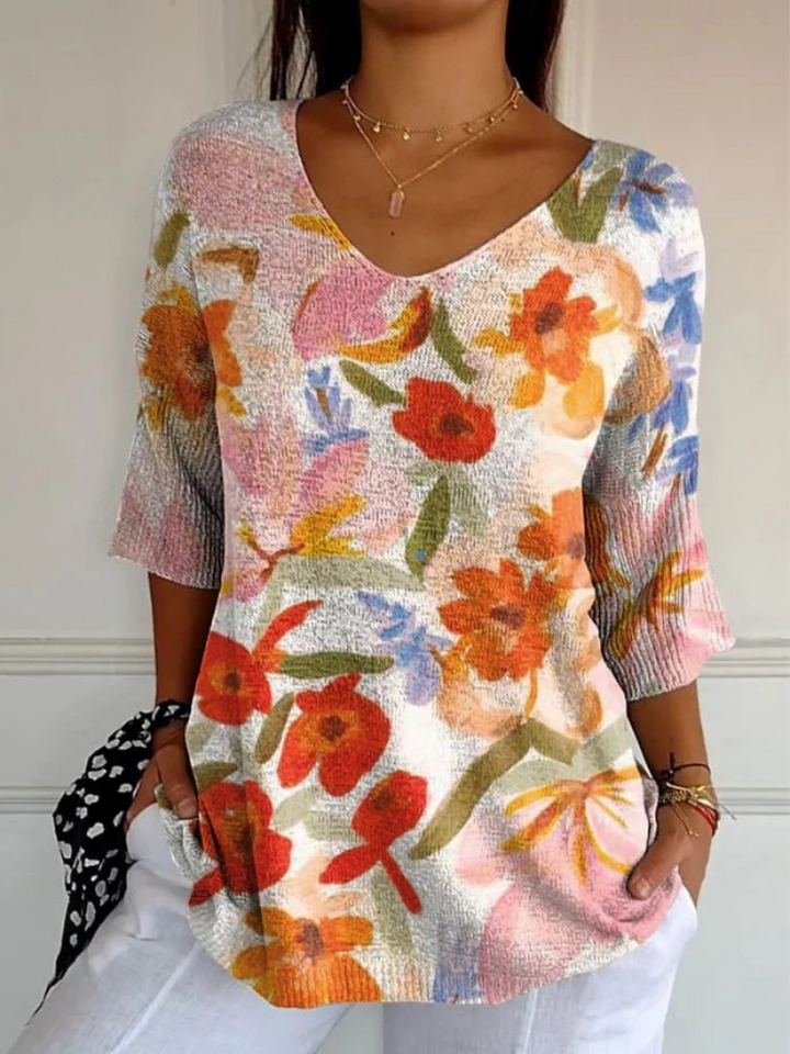 Women's Vintage Floral Pattern Sweater