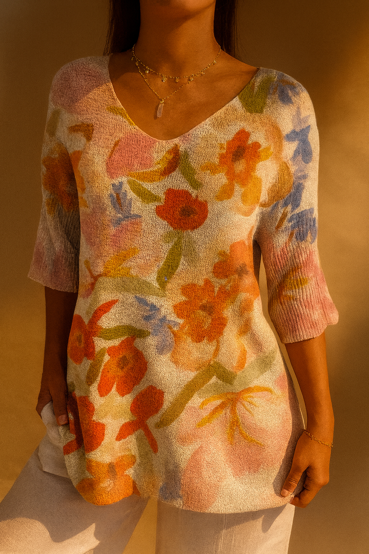 Women's Vintage Floral Pattern Sweater