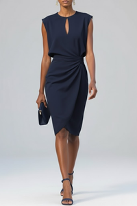 Éloise Draped Midi Dress - Navy Blue