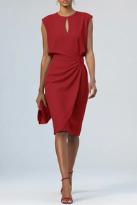 Éloise Draped Midi Dress - Red