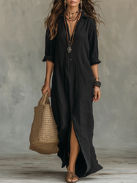 WILLOW | Effortless Maxi Dress Flattering Silhouette Versatile Daily Wear - Black