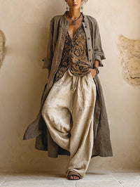 Natural 3-Piece Set™ - Premium Cotton and Linen Blend - Weathered Olive Linen