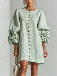 Rosalie | Button-Down Mini Dress (restocked) - Sage Mist