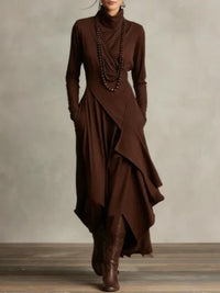 Charlotte™ | Asymmetrical Maxi Dress - Brown