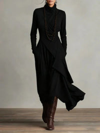 Charlotte™ | Asymmetrical Maxi Dress - Black