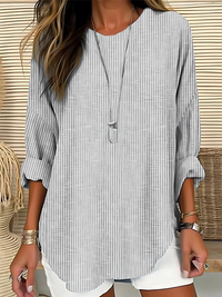 Rhea | Classic Striped Blouse - Grey