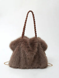 Bethany | Women Plush Velvet Shoulder Tote - Brown