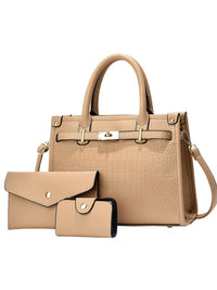 ALENOR™ – Crocodile Embossed Large Capacity Crossbody Handbag Set - Khaki