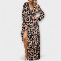 Ynah | Women Elegant Maxi Dress - Coffee