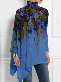Dorothy | Oversized High Neck Lightweight Top - Blue