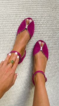 Olivia - Elegant Sage Green Sandals - Fuchsia