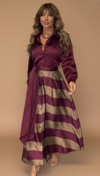 Mila™ | Striped Maxi Dress - Burgundy
