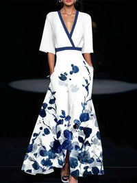 Layla™ | Elegant Viscose Dress - White-Blue