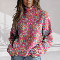 Annabelle | Floral Knit Turtleneck - Pink