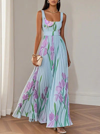 Zelma™ | Pleated Chiffon Maxi Dress - Blue