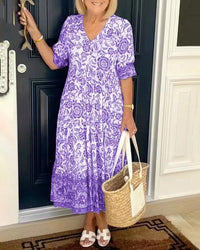 Keisha | Graceful V-Neck Floral - Purple