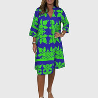 Daisy | Elegant Spring Dress - Green/Navy Blue