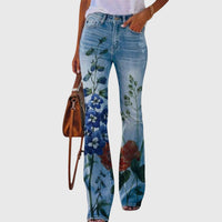 Women Pants with Flowers - Yellow Flower