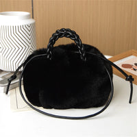 Marilyn | Plush Pumpkin Shoulder Tote - Black