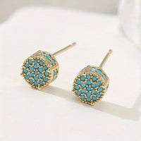 Gilded Turquoise Stud Earrings - Gold