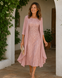 Celeste | Sequin Duster Dress - Pink