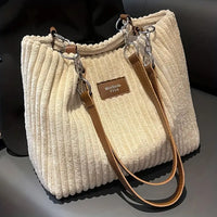 Onyx | Large Capacity Corduroy Tote Bag - Beige