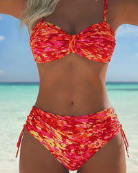 Audrey™ | Bikini Strap Abstract Pattern Printed - Red