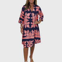 Daisy | Elegant Spring Dress - Pink/Black